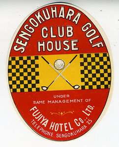 1950s Luggage Label Sengokuhara Golf Club House Japan  