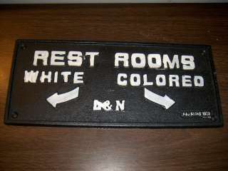 Black Americana Cast Iron REST ROOMS Wall Door Sign  