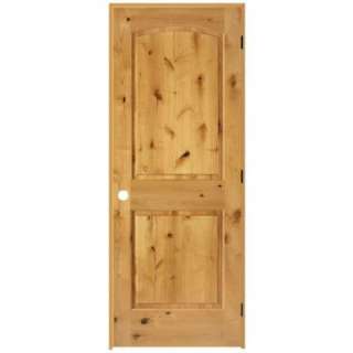 30 in. x 80 in. Wood Unfinished Prehung Left Hand Knotty Alder 2 Panel 