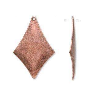   Weathered Copper Diamond Shape Bead Earring Jewelry Drop Findings