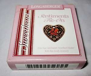 Longaberger Basket Tie On, SWEETHEART SENTIMENTS, New in Box  