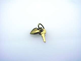 14k Yellow Gold Heart and Key Charm Pendant  