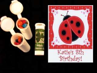 Ladybug party favors personalized candy tubes  
