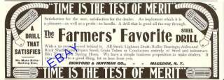 1900 BICKFORD HUFFMAN FARMERS GRAIN DRILL AD MACEDON NY  