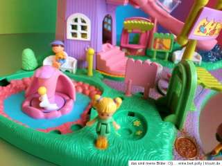Polly Pocket Mini♥Rummelplatz mit Zusatz Karussell♥4 Figuren 