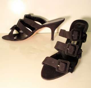 MANOLO BLAHNIK Black High Heel Shoes w/ 3 Buckle Straps  
