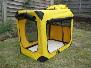 Folding DOG CRATE pet CAGE puppy CARRIER/KENNEL YELLOW  