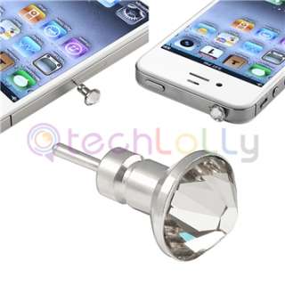 For iPhone 4 4S Clear Diamond Anti dust Plug Dust Stopper 3.5mm Dock 