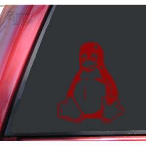  Tux The Penguin Vinyl Decal Sticker   Dark Red Automotive