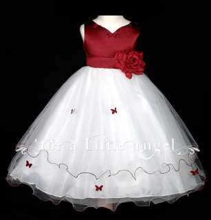 FLOWER GIRL DRESS BUTTERFLY WHITE PINK RED IVORY & MORE  