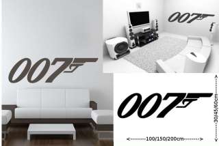 Large 007 Logo Wall Art Sticker, james bond gun decal  