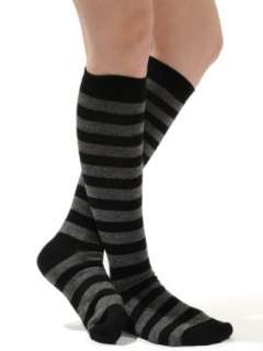   High Socks Womens Black Gray Striped Rugby Great Gift Item Clothing