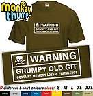 WARNING GRUMPY OLD GIT mens funny t shirt Birthday / Fa