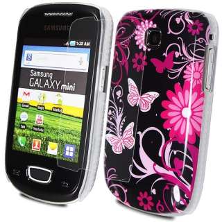 BLACK HOT PINK FLOWER IMD CASE COVER FOR SAMSUNG GALAXY MINI S5570 