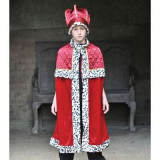 Boys Childrens King With Crown Cape Fancy Dress Costume  