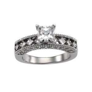  14k White Gold Diamond Semi Mount Engagement Ring 