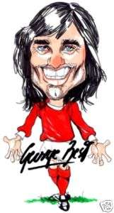 Signed A4 Caricature of Man United Legend George Best  