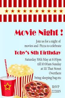 Movie Night Cinema DVD Birthday Party Invitations Sq  