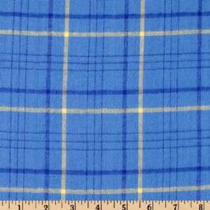  44 Wide Fleurette Flannel Plaid Blue Fabric By The Yard 