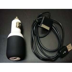   Ipod USB Car Charger + USB Cable White and Black Color  Players