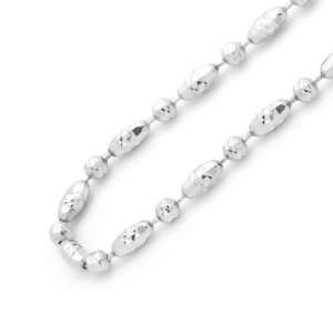   14K White Gold 2.5mm Ball Diamond Cut 1+1 Chain Necklace 16 Jewelry