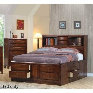 King Coaster Walnut Storage Bookcase Bed in Warm Brown Finish