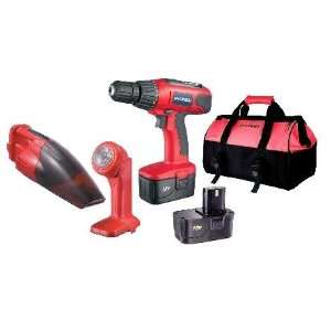   with Heavy Duty Drill, Vacuum Cleaner, & Flashlight