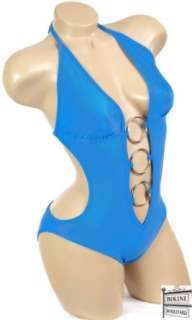    Sexy Dark Blue Onepiece Low Cut Plunge Monokini Swimsuit Clothing