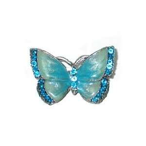  Rhinestone Crystal Butterfly Pin Brooch BLUE   Decorative 