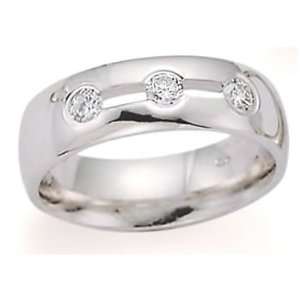  6.0 Millimeters 14 Karat White Gold Diamond Wedding Ring 