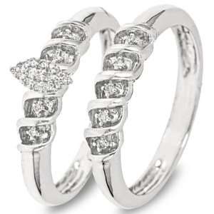 Round Cut Diamond Ladies Bridal Wedding Ring Set 10K White Gold 