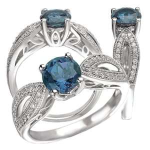   created 6.5mm round alexandrite gemstone engagement ring with diamonds