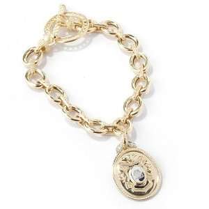   White / Yellow Gold 8 Diamond Accent Shield Charm Bracelet Jewelry