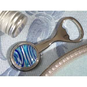 Murano art deco bottle opener blue and silver glass bead 