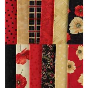  Poppies 12 Fat Quarters for Quilting and Sewing Arts 
