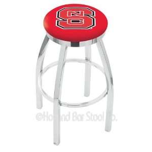   State Wolfpack Logo Chrome Swivel Bar Stool Base with Flat Accent Ring