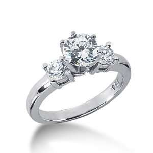  1 Ct Diamond Engagement Ring Round Prong Three Stone 14k 
