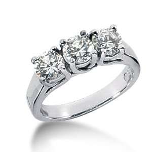 2.25 Ct Diamond Engagement Ring Round Prong Three Stone 