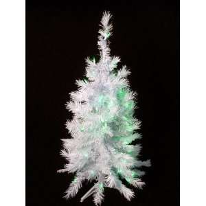    Lit White Artificial Christmas Tree   Green Lights 