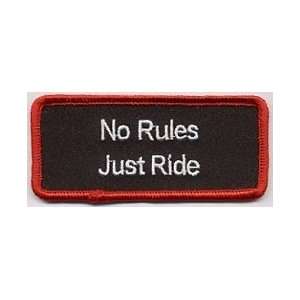 NO RULES JUST RIDE Fun Embroidered Biker Vest Patch