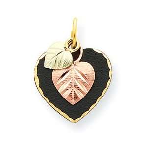  10k Black Hills Gold Onyx Heart Pendant Jewelry