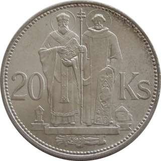 b513 SLOVAKIA 20 KORUN 1941 SILVER COIN KM#7.1 UNC  