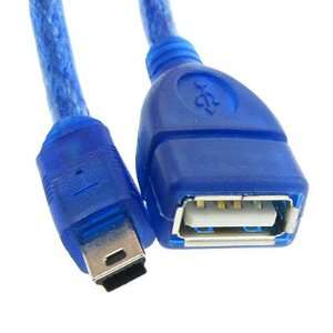  Gino Blue USB Female A to USB Mini 5 Pin Adapter Cable 