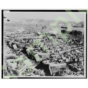   US Warships barrage balloons Normandy Prep, D Day 1944