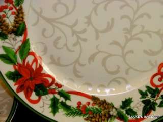 DINNER Plates 222 Fifth Christmas Holiday Festivities Ribbons 