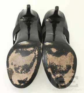 Lanvin Ete 2004 Black Patent Leather Bow Strap Heels Size 37  