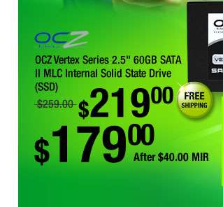OCZ Vertex Series 2.5 inch 60GB SATA II MLC Internal Solid State Drive 