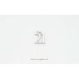  Number 21 Charm   Silver Plated   21st Birthday