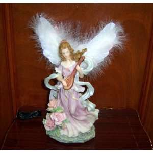 Lady Guardian Nativity Angel Figurine with Optically Illuminated 