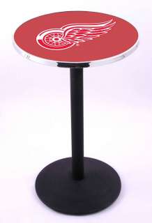 Detroit Red Wings 42 x 28 Round Black Pub Bar Table  